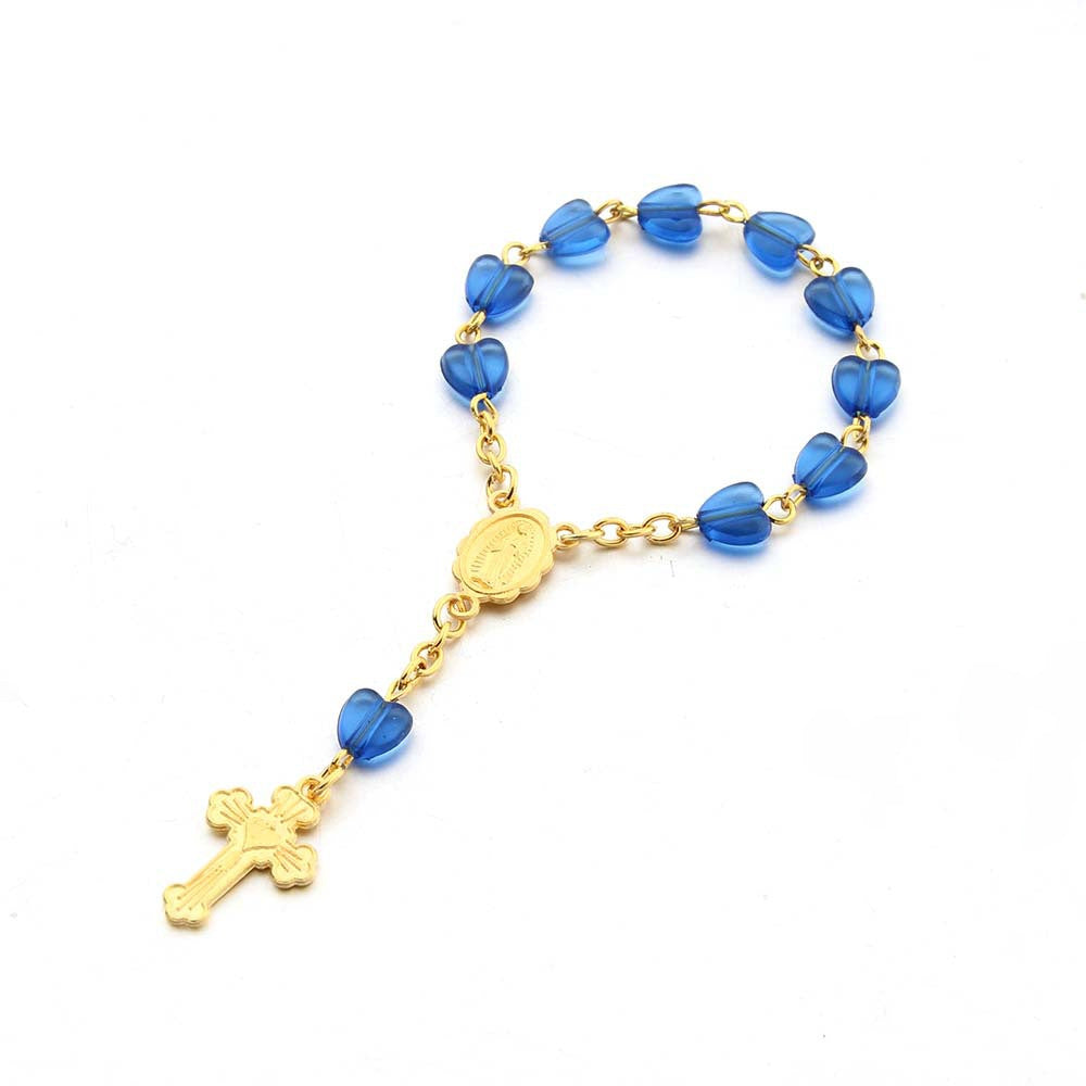 Pulsera Religiosa de Rosas con la Virgen del Carmen – Recuerdo de Bautizo o Primera Comunión