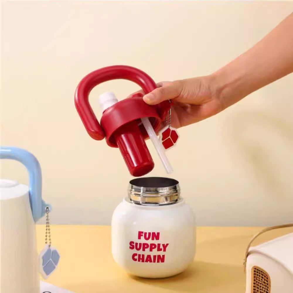 Thickened Double-Drink Straw Tumbler: High-Value Large Capacity Water Bottle for Women, Summer Essential