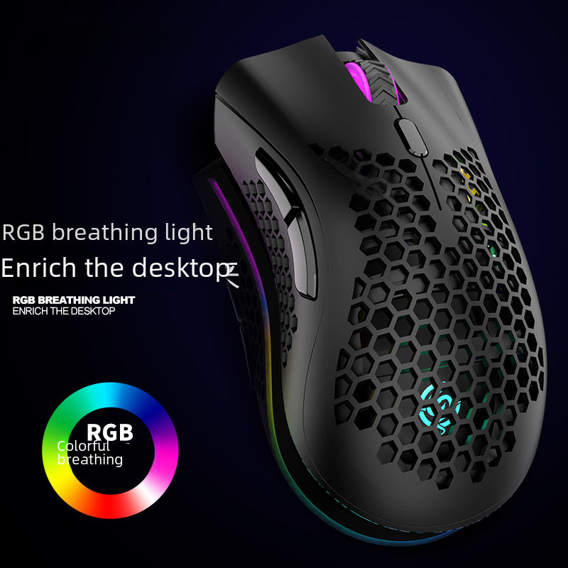 Ratón Inalámbrico Rechazado y Recargable: Ligero, Diseño Hueco, Ideal para Negocios y Juegos