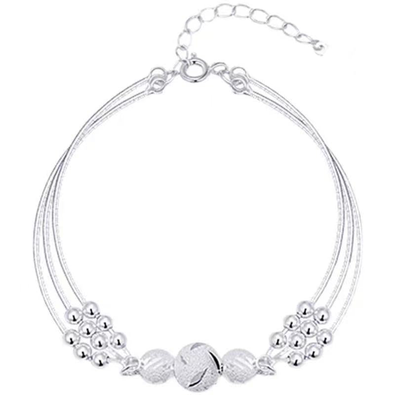 Pulsera Ajustable de Varios Hilos con Bolitas Metálicas – Estilo Elegante para Mujer
