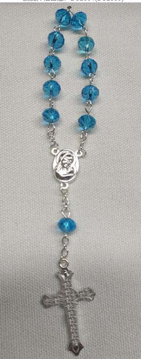 Pulsera Religiosa Virgen del Carmen – Recuerdo de Bautizo con Cuentas Acrílicas Decoradas