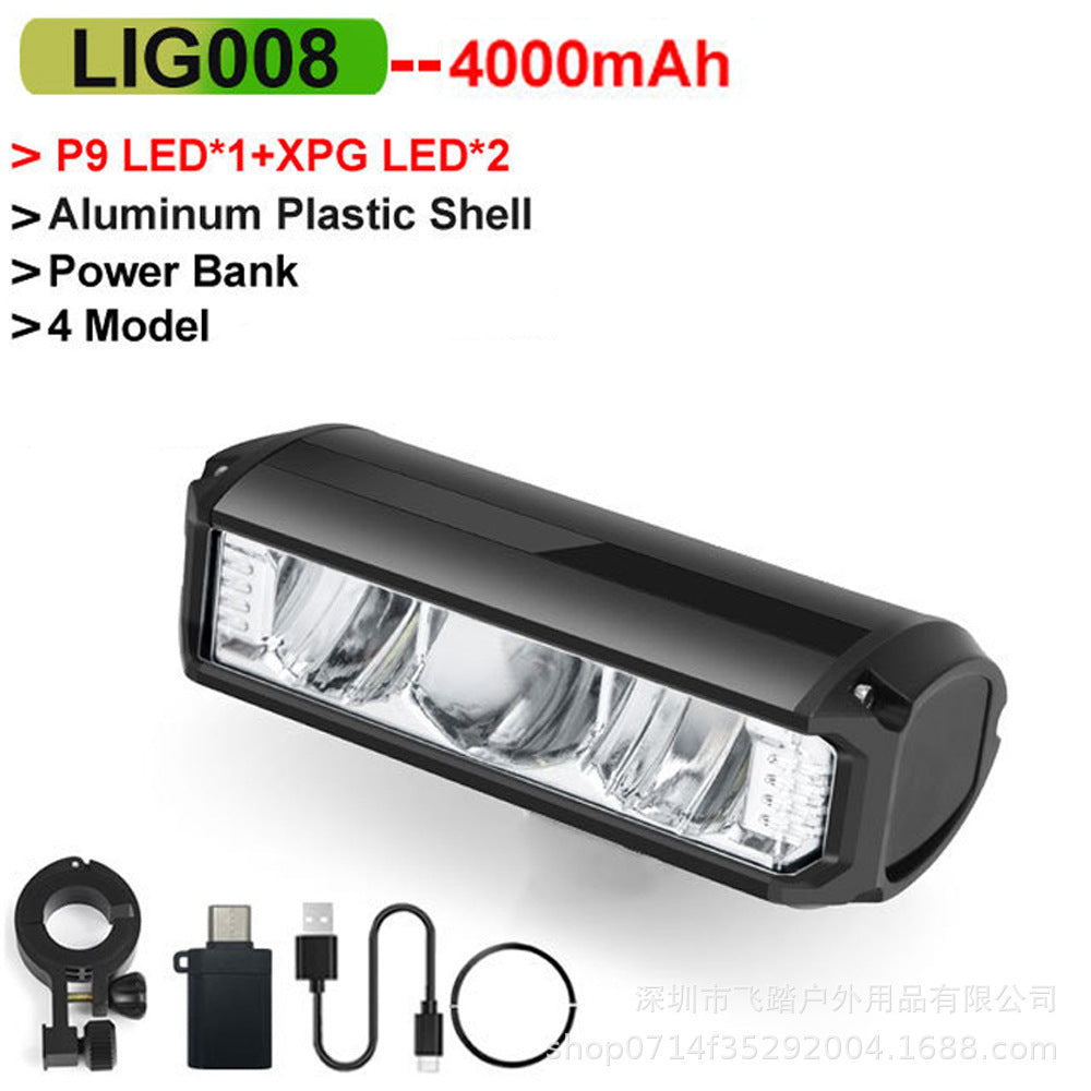Luz de Bicicleta Nocturna con Faro Frontal y Batería de 8000-10000mAh