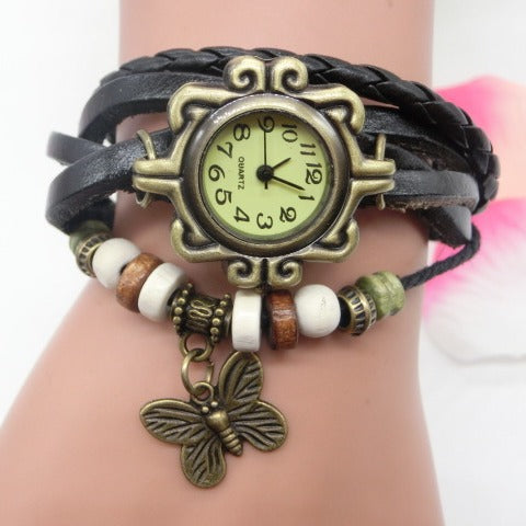 Reloj boho chic para mujer con cuero trenzado