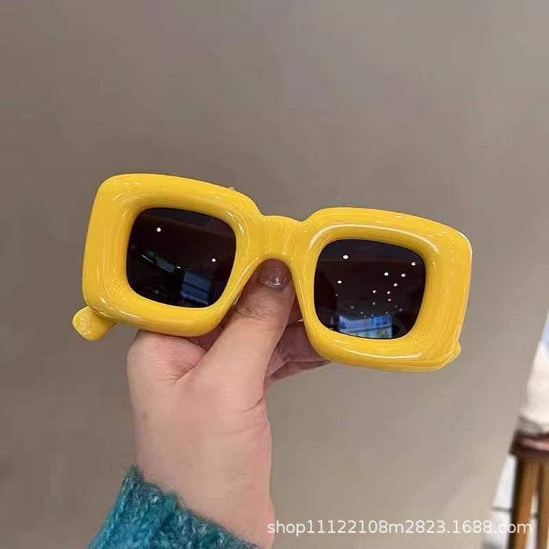 Gafas Amarillas cuadradas unisex con marco grueso y lentes oscuros