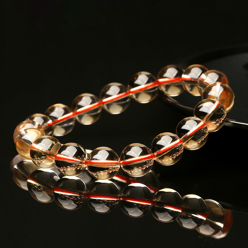 Pulsera de Citrino Natural: Alta Calidad de Brasil, Piedra de Atracción de Riqueza, Color Amarillo Profundo