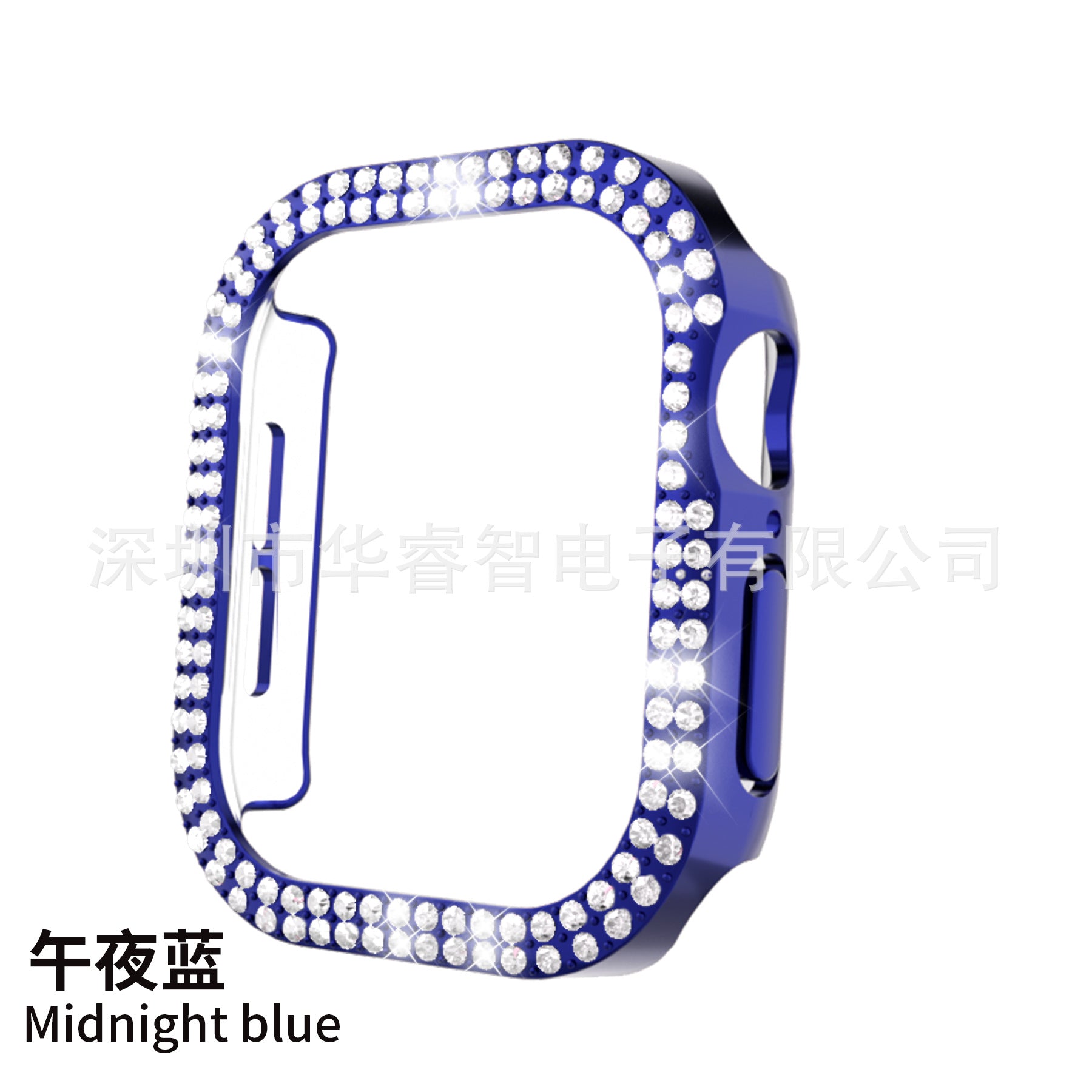 Protective Case for Apple Watch S10: Double Row Diamonds, Perforated Design & Half Cover