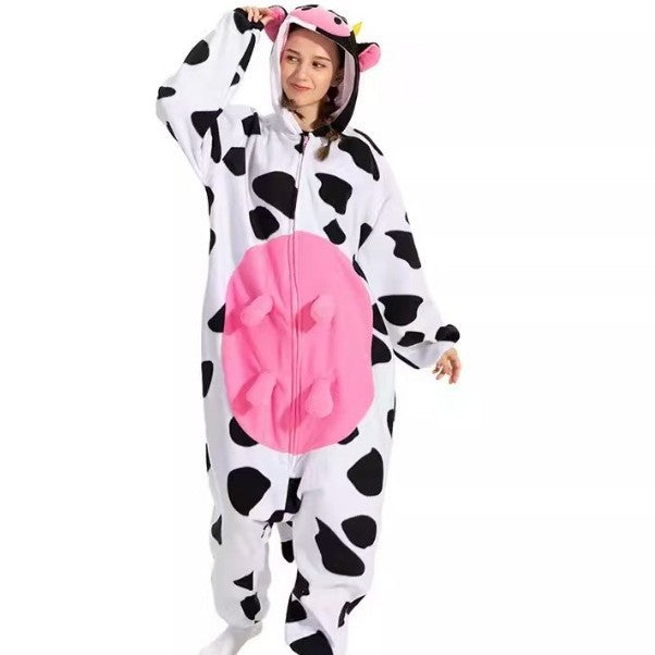 Pijama enteriza con capucha diseño de vaca