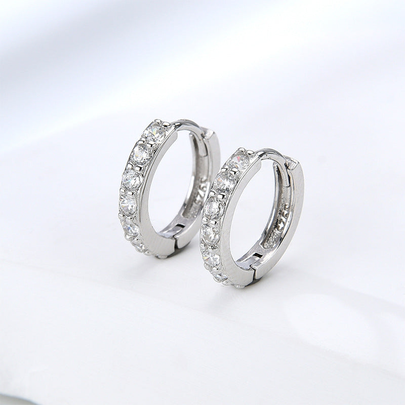 Candongas pequeñas y Livianas de Plata 925 con Zirconitas– Cierre de Click