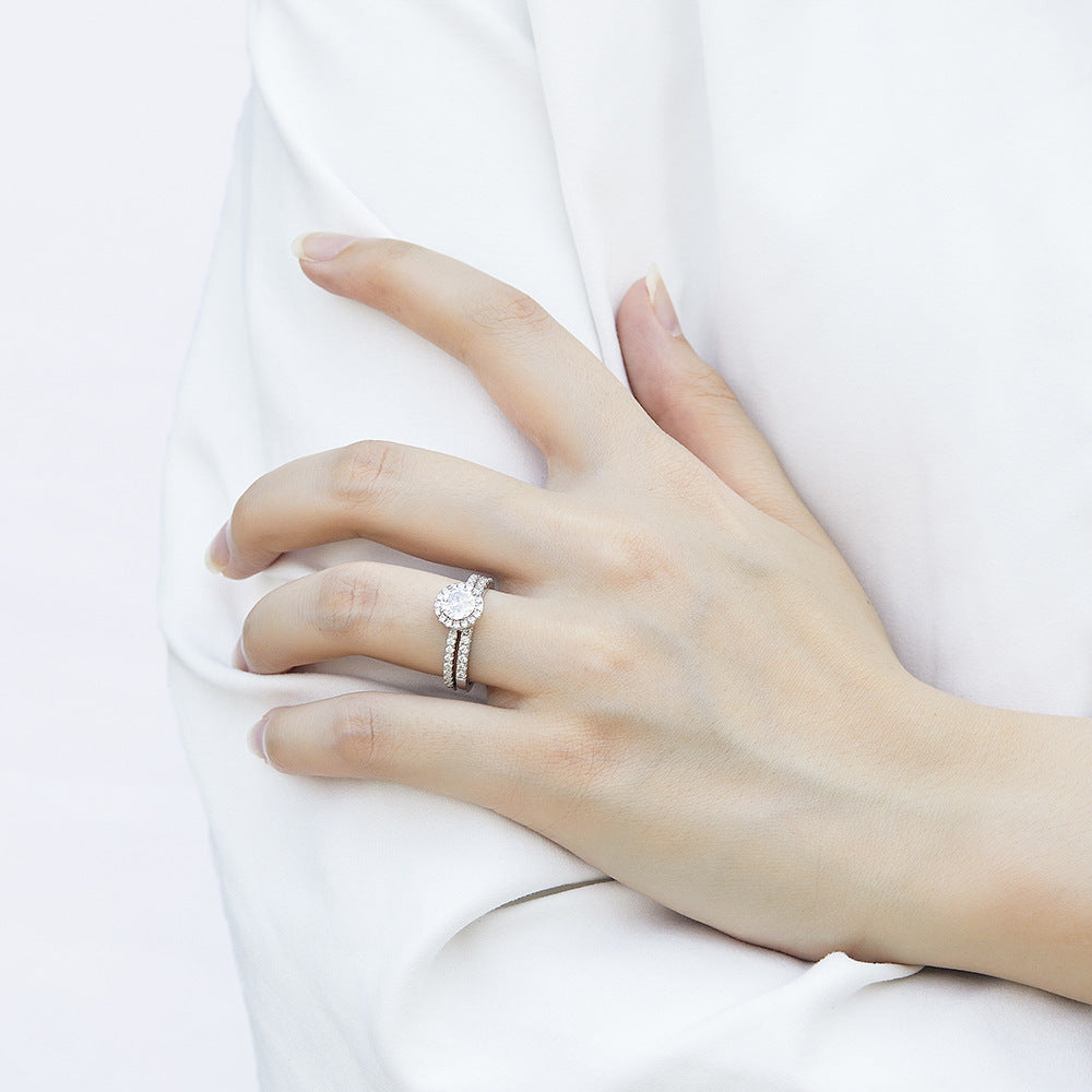 Set de Anillos de Compromiso y Boda Apilables en Plata 925 con Circonias
