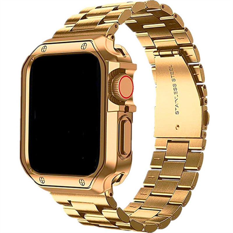 Correa y Carcasa para Apple Watch de Acero Inoxidable Galvanizado