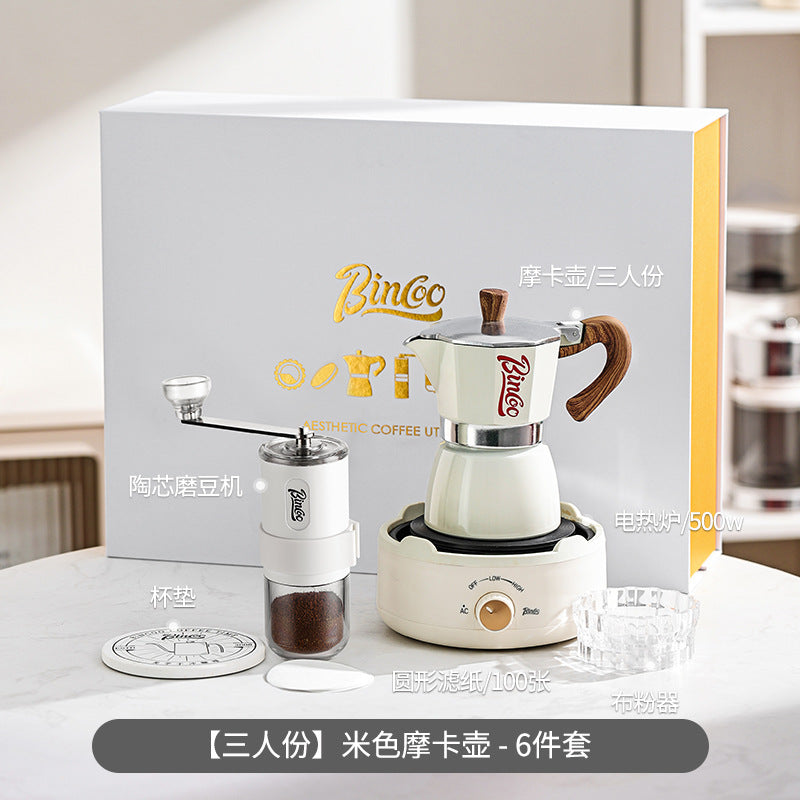Bincoo: Set de regalo de cafetera moka, equipo para preparar café, cafetera manual compacta, ideal para cumpleaños