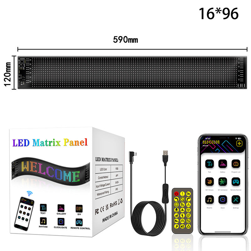 Flexible Bluetooth LED Car Display: Waterproof IP65 Full-Color Smart Vehicle Screen