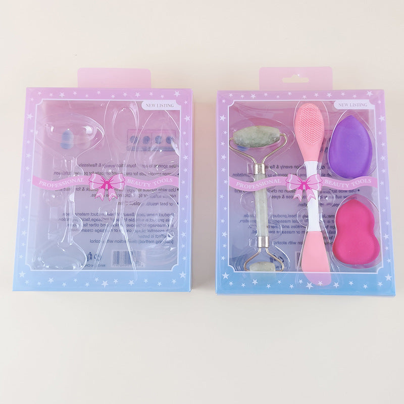 Esponja de Belleza y Cepillo Facial: Juego de Limpieza Doble Cara con Cerdas Suaves y Silicona