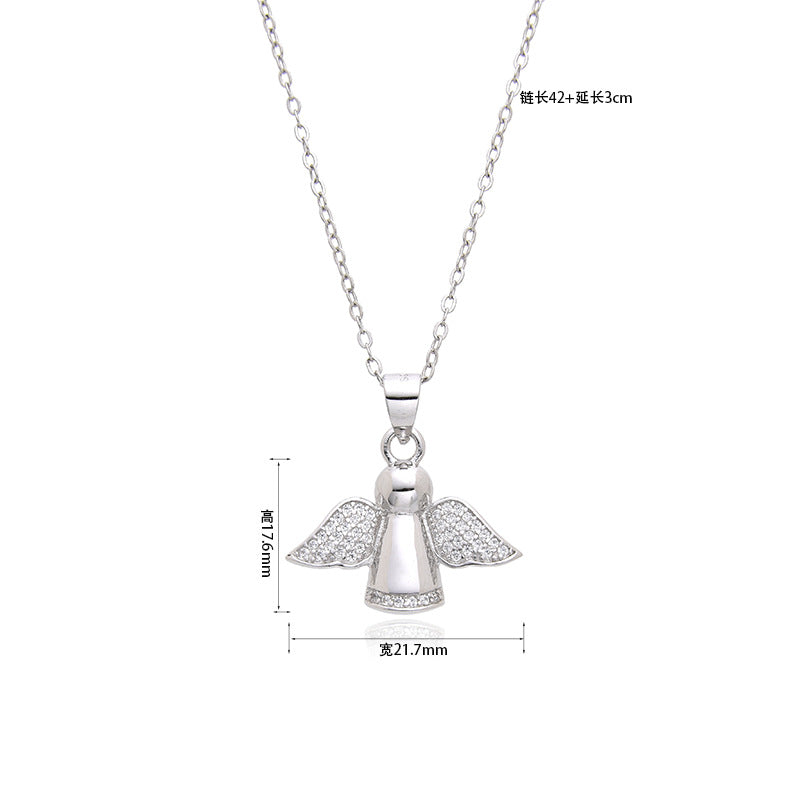 Cadena Corta de plata 925: Dije de Angel o Ada con Cristales