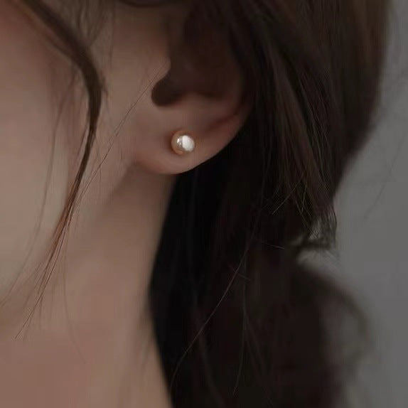 Pendientes de Botón con Perla Natural en Plata 999 – Diseño Clásico para Mujer y Niña
