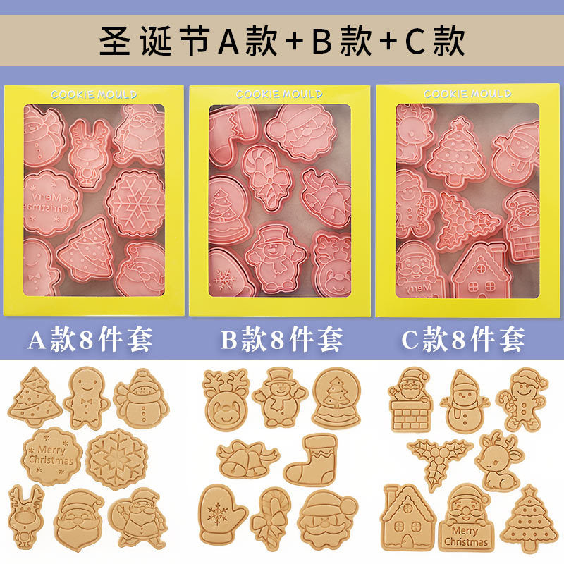 3D Christmas Cookie Mold Set with Tree and Party Themes for Baking