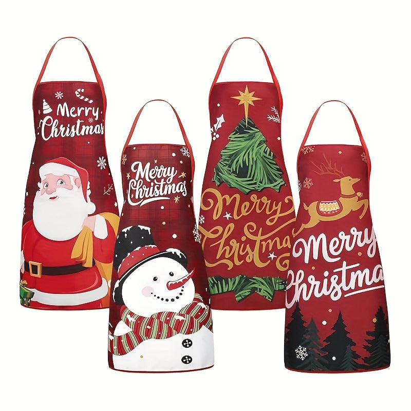 Digital Christmas Print Apron for Kitchen: Oil and Stain Resistant