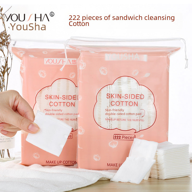 Yousha Algodones Desmaquillantes 222 Piezas: Almohadillas de Doble Cara Gruesas para Desmaquillar y Retirar Esmalte, Empaque de 3 Capas