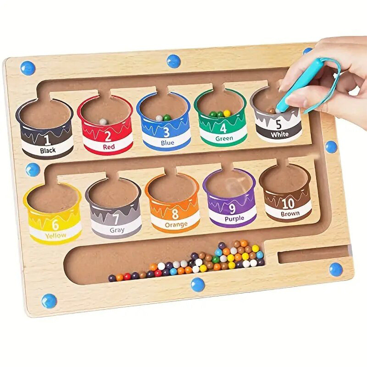 Laberinto magnético educativo para enseñar números y colores