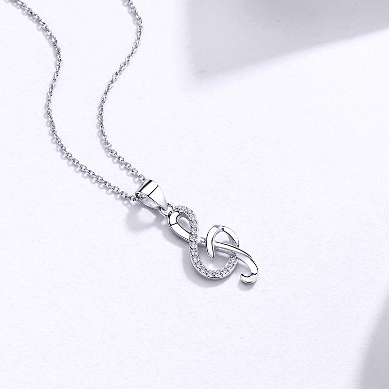 Cadena de Plata 925 con Dije de Nota Musical – Cristales Brillantes