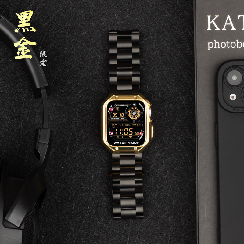 Correa y Carcasa para Apple Watch de Acero Inoxidable Galvanizado