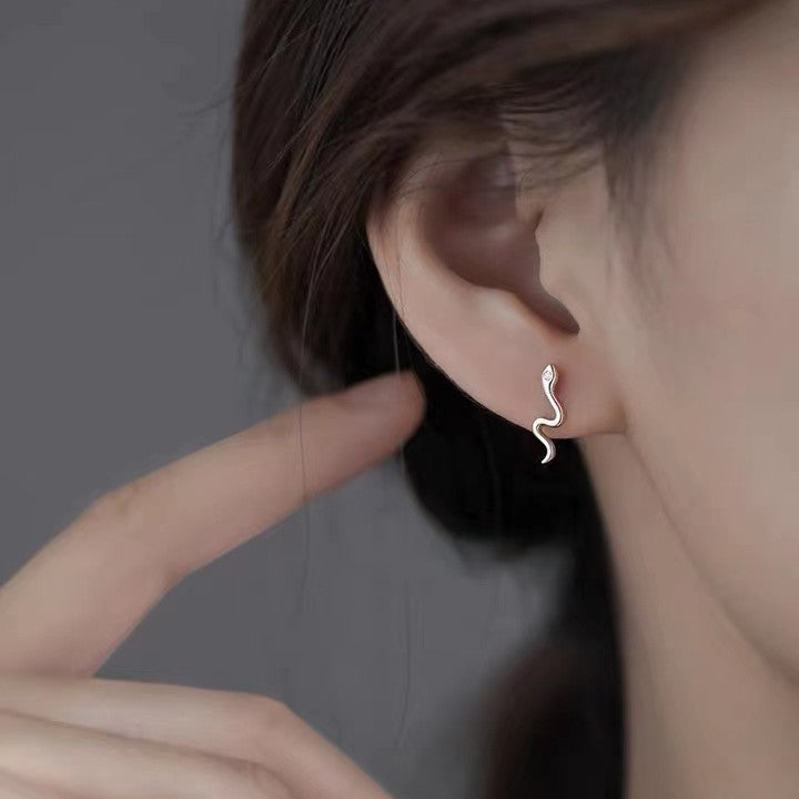 Aretes de Serpiente en Plata S925 pequeños con Zirconia