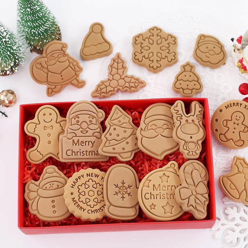 3D Christmas Cookie Mold Set with Tree and Party Themes for Baking