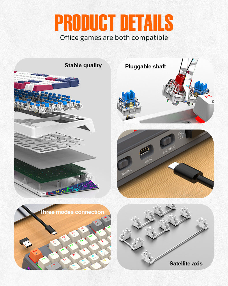 Teclado Mecánico Inalámbrico K95: 2.4G, Bluetooth, Tres Modos, Hot-Swap, Estructura Gasket para Juegos