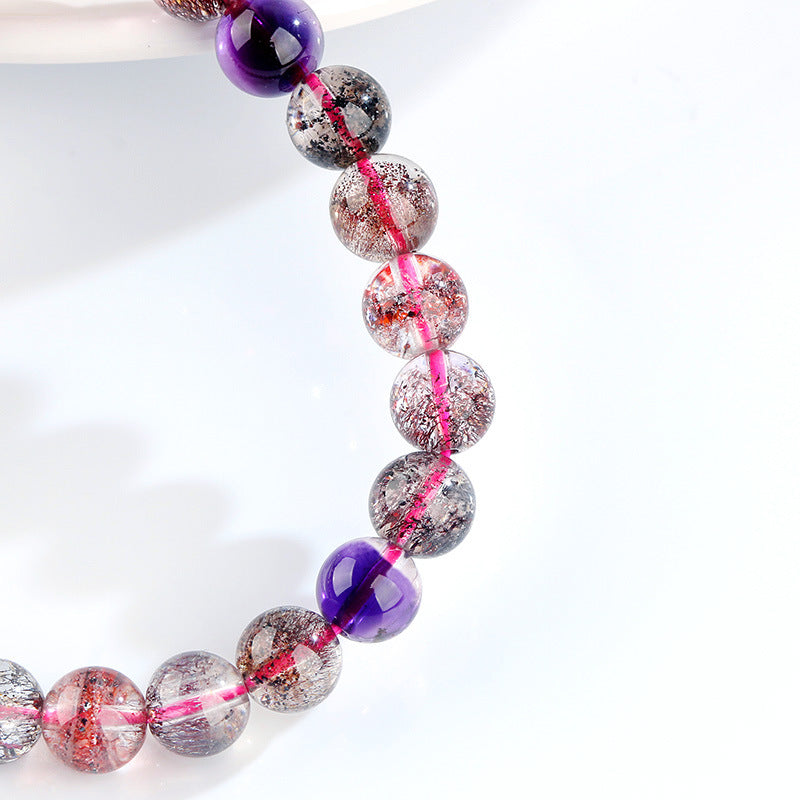 Pulsera de Cristal Natural Super Siete: Alta Calidad, Cuenta de Grosella Negra, Cristal de Donghai Keting