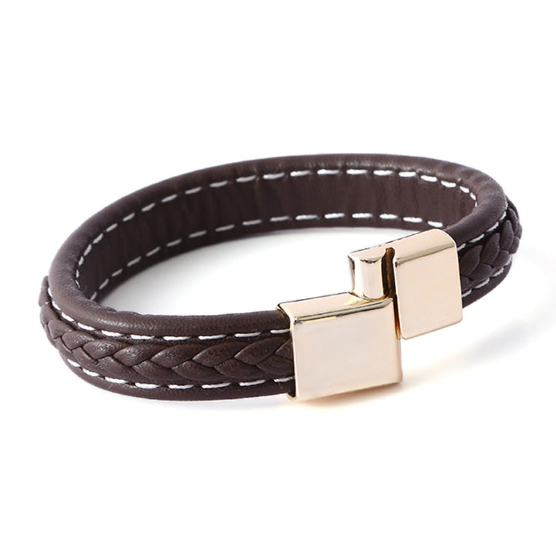Pulsera de Cuero Trenzado con Cierre Magnético – Diseño Delicado para Parejas