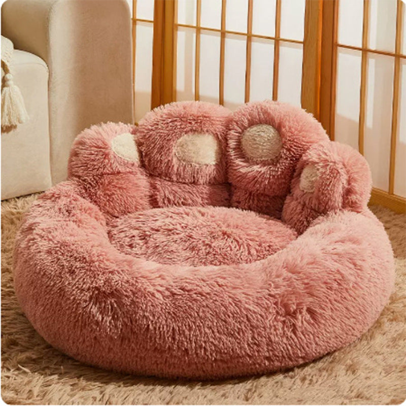 Cama para Gatos con Forma de Patita: cama para Otoño e Invierno, Semi-Cerrada, Lavable.