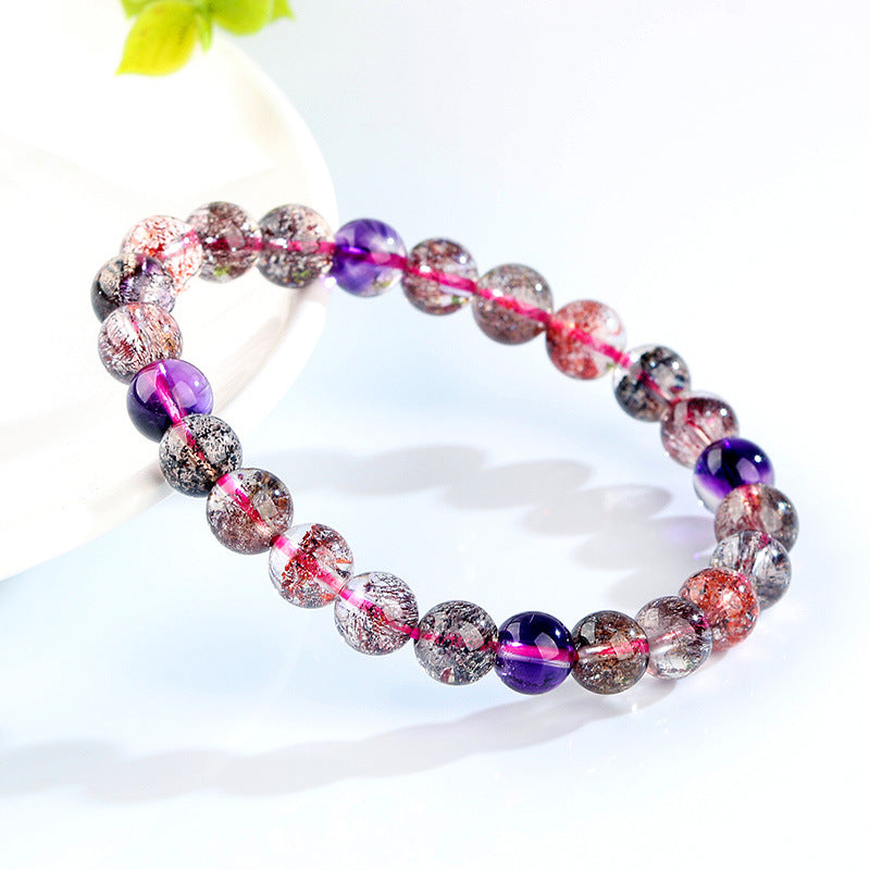 Pulsera de Cristal Natural Super Siete: Alta Calidad, Cuenta de Grosella Negra, Cristal de Donghai Keting