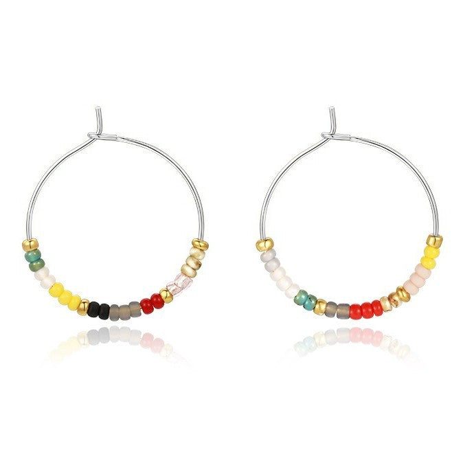 Candongas medianas en plata S925: estilo retro y con piedritas de colores