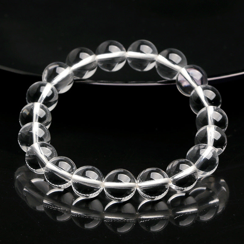 Pulsera de Cuarzo Blanco Natural: Joyería de Alta Calidad, Perlas de Meditación, Ideal para la Purificación y Desmagnetización