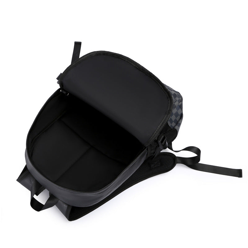 Mochila de Hombre: Estilo Urbano, Diseño de Cuadros, Ideal para Viajes, Cuero, Mochila Para Laptop