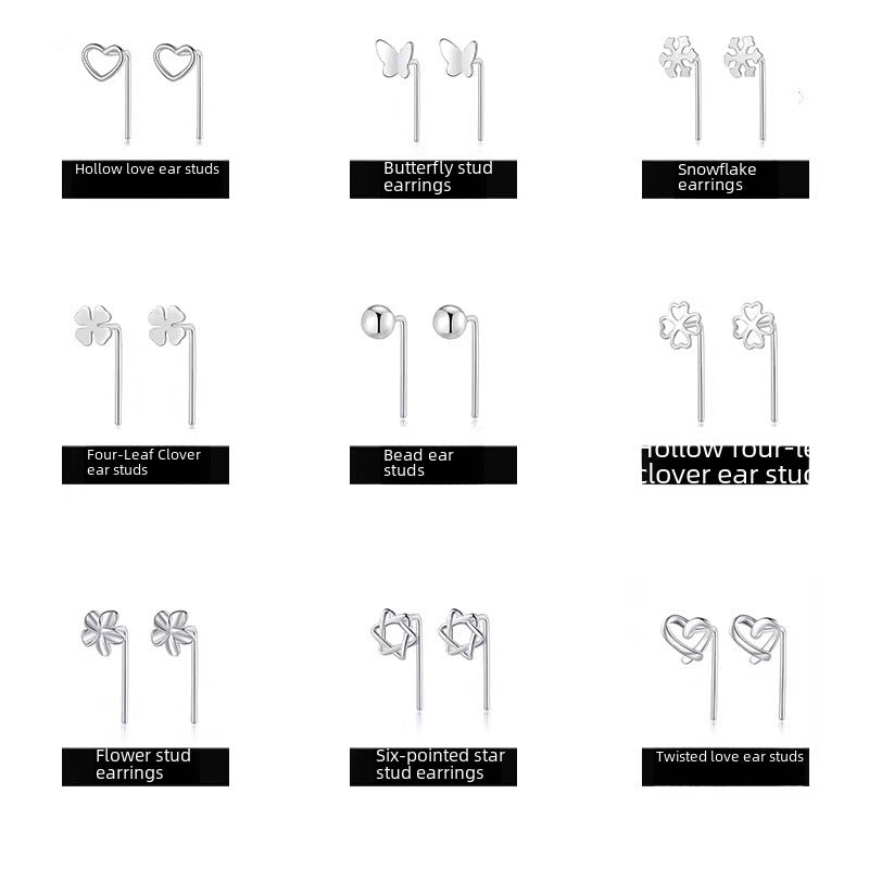 Aretes Botón de plata pura S999: Cierre de Gancho en Varios Modelos