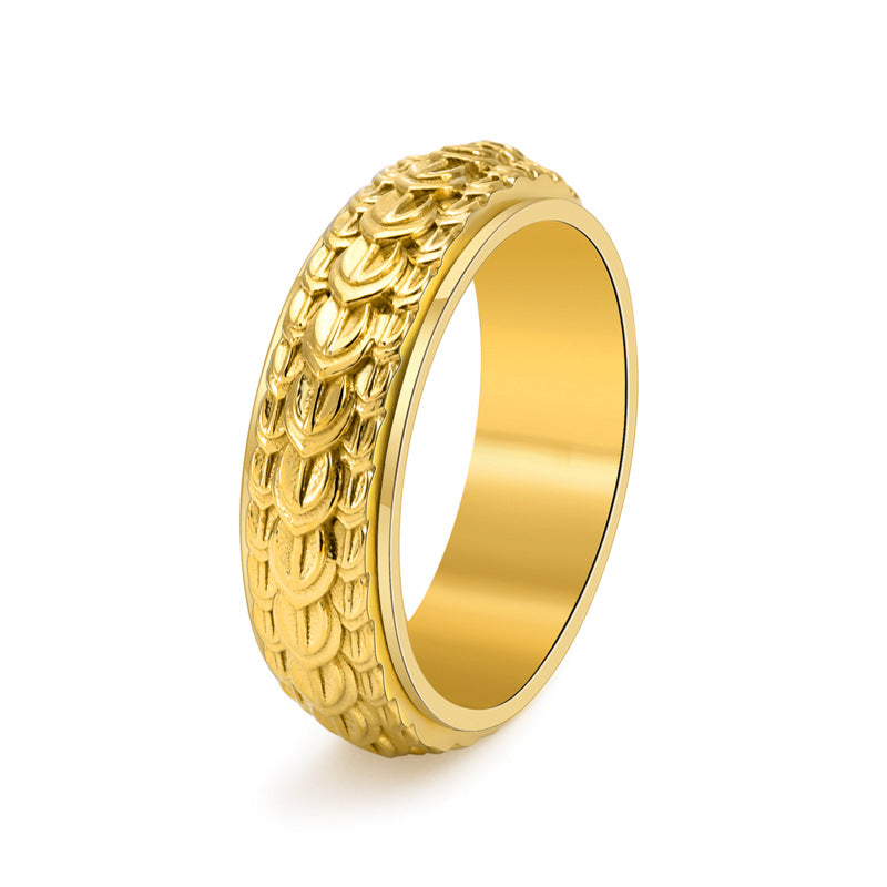 Anillo Antiestrés de Titanio para Hombre – Escamas de Dragón