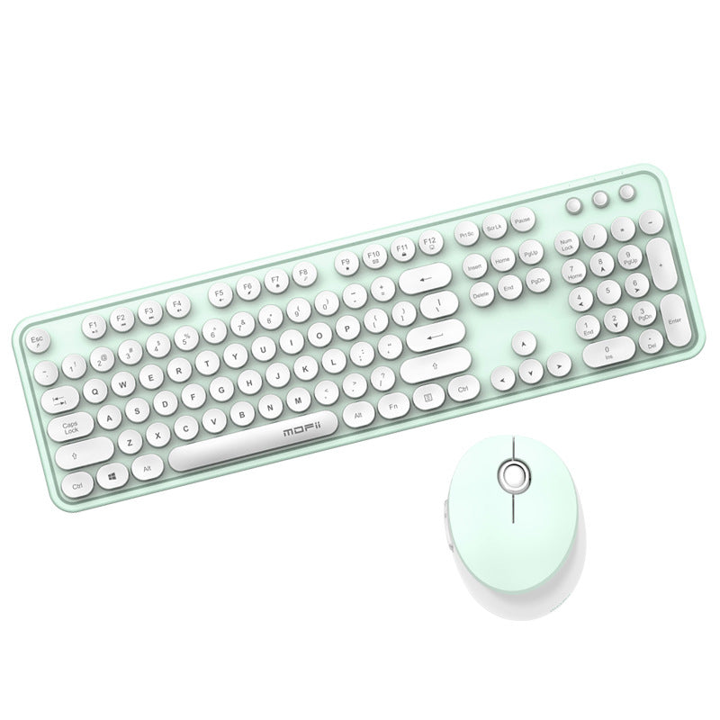 Juego de teclado y ratón inalámbrico 2.4g: diseño retro punk, ideal para mujeres en oficina