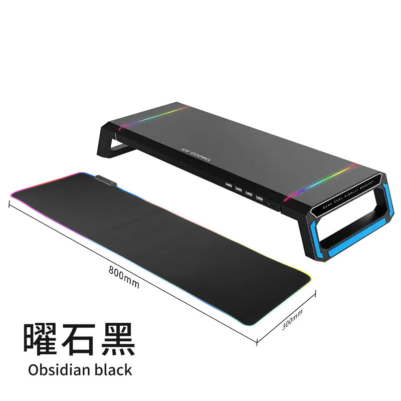 Soporte Elevador para Laptop Todo-en-Uno T1: Monitor Multifuncional, Mouse Pad RGB