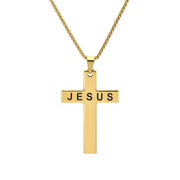 Collar de Cruz Unisex en Acero Inoxidable – Estilo Moderno con la Palabra JESUS
