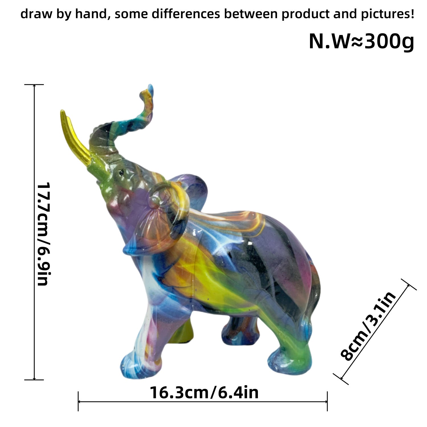 Arte Abstracto: Escultura Colorida de Elefante para Escritorio o Mesa