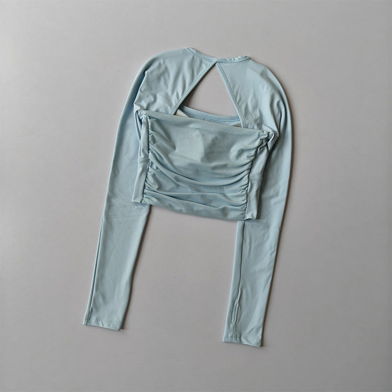 Women's Long Sleeve Yoga Top: Breathable, Slim Fit, with Built-in Bra and Mesh Back for Pilates, Running, and Fitness