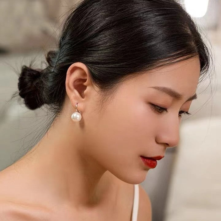 Aretes de Perlas en Plata Pura 999 – Estilo Clásico con Cierre de Gancho