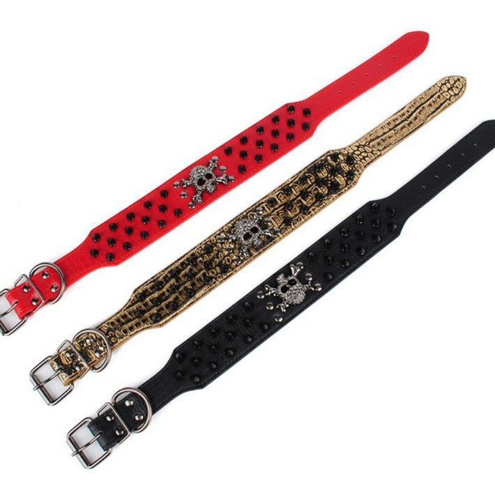 Collar Punk para Mascotas con Tachuelas y Calavera de PU