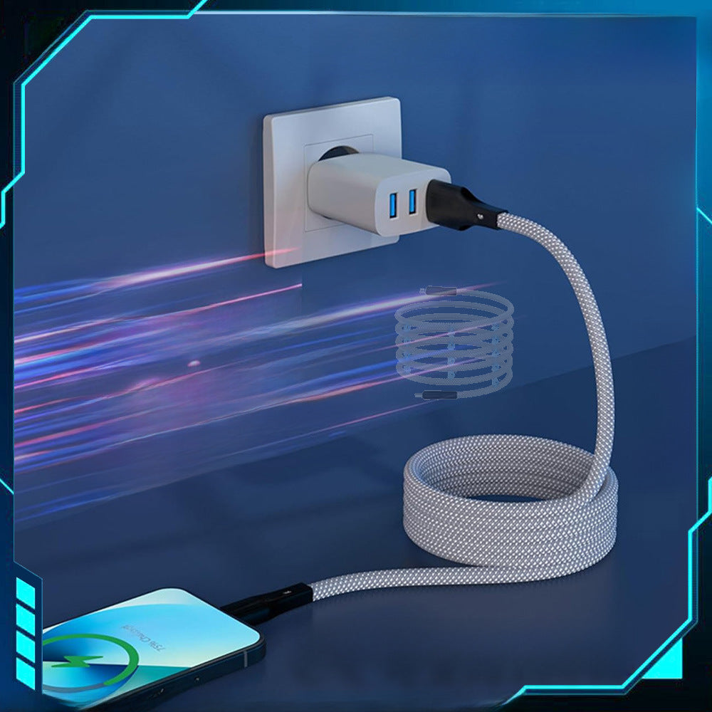 Cable de carga rápida 100W con almacenamiento magnético, compatible con Apple PD y Tipo-C