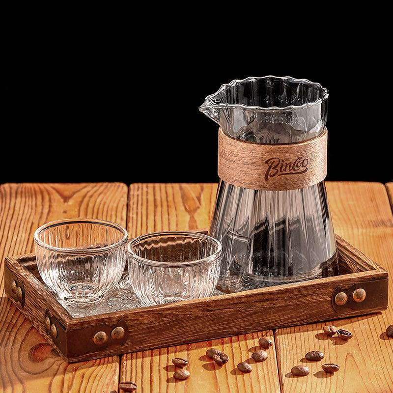 Bincoo: Juego de cafetera de goteo con jarra de café a rayas, tetera de nube, tazas de café al estilo japonés y jarra de infusión fría