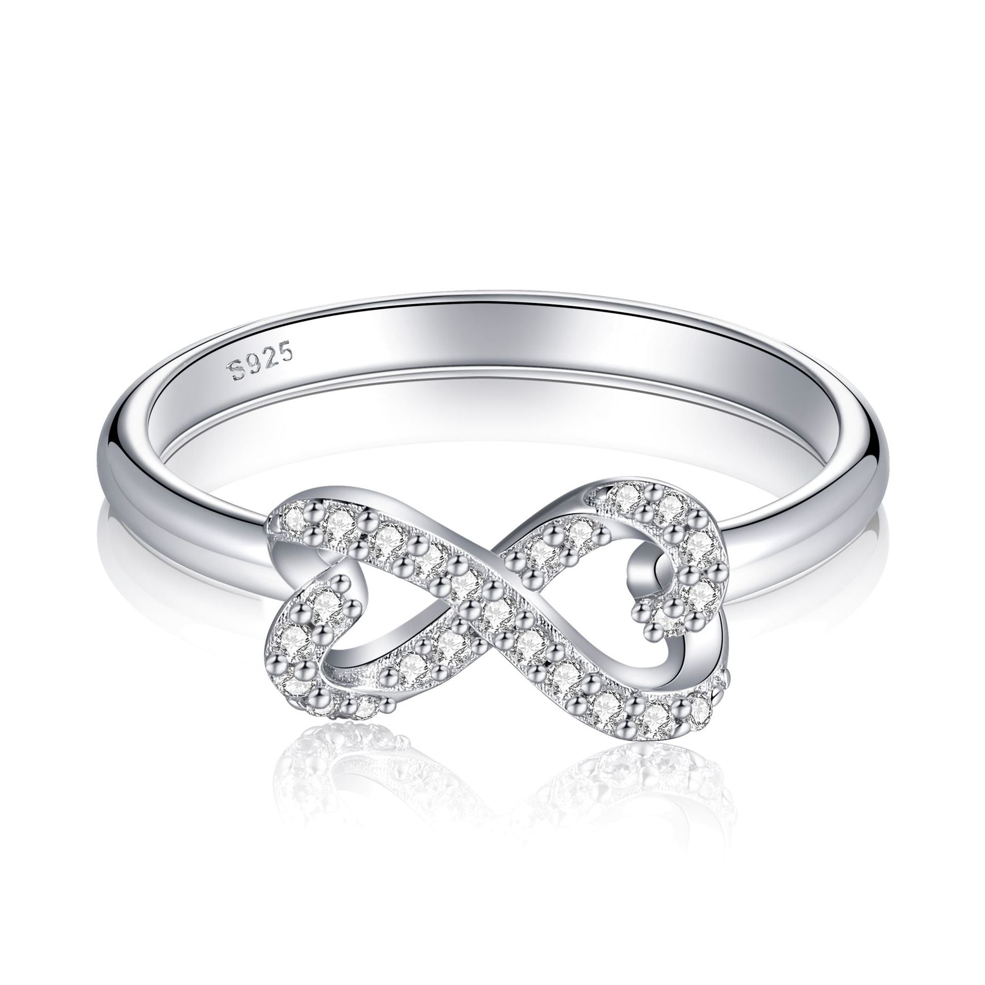 Anillo de Corazón con lazo de mariposa de plata 925: Joyería para Mujer