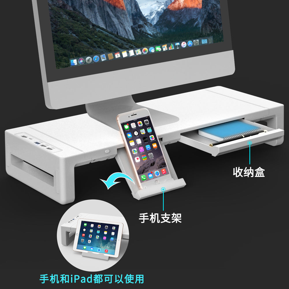 Soporte Elevador para Laptop Todo-en-Uno T1: Monitor Multifuncional, Mouse Pad RGB