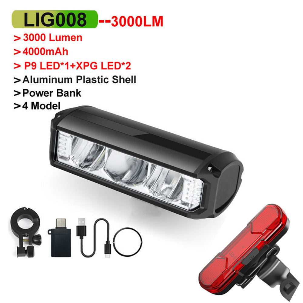 Luz de Bicicleta Nocturna con Faro Frontal y Batería de 8000-10000mAh