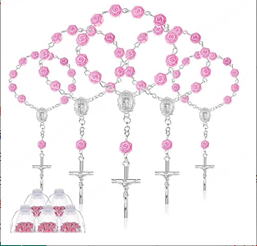 Pulsera Religiosa Virgen del Carmen con Dije de Cruz – Recuerdo de Bautizo o Primera Comunión